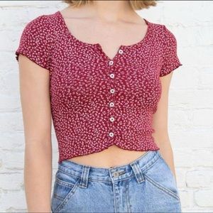 Brandy Melville Red Floral Top